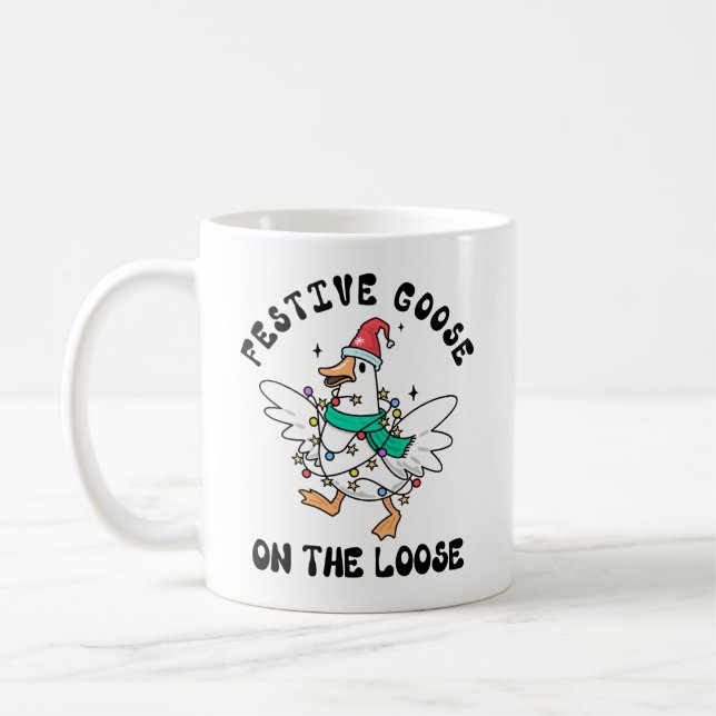 Caneca De Café Ganso Festivo à Solta Natal (Esquerda)
