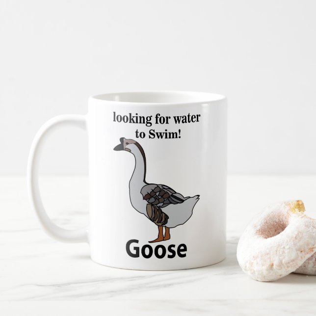 Caneca De Café Ganso Procurando Água Para Nadar Ganso Africano (Com Donut)