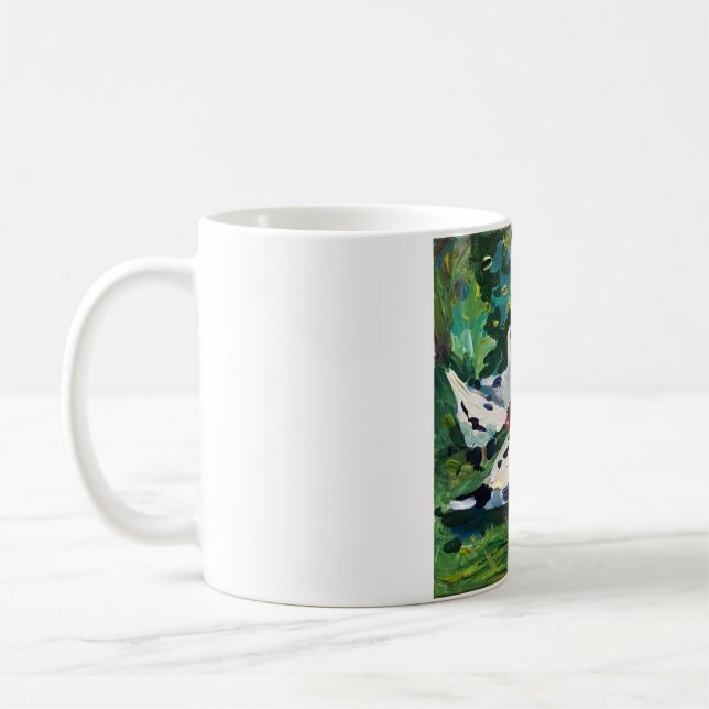 Caneca De Café gansos na aldeia no lago (Esquerda)