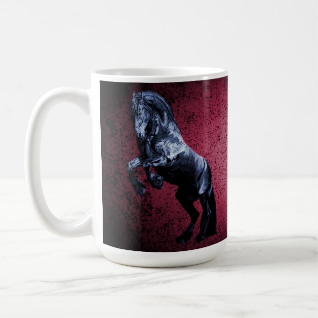 Caneca De Café Garanhão negro frísio/beleza negra, rosa-cavalo (Esquerda)