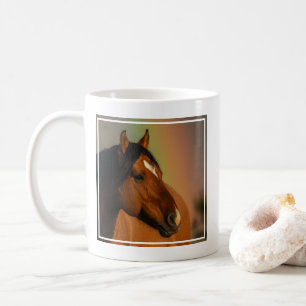 Caneca De Café Garanhão Selvagem, Luz Dourada e Arco-íris