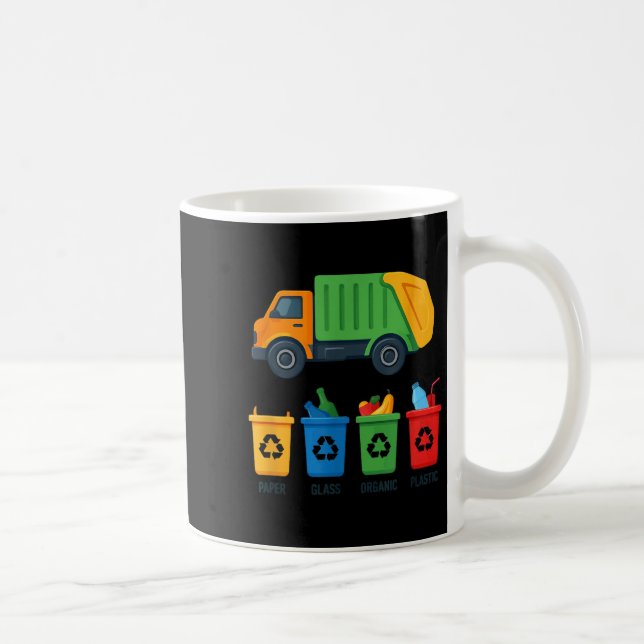 Caneca De Café Garbage Day Recycling Truck Kids Boys Toddlers Gir (Direita)