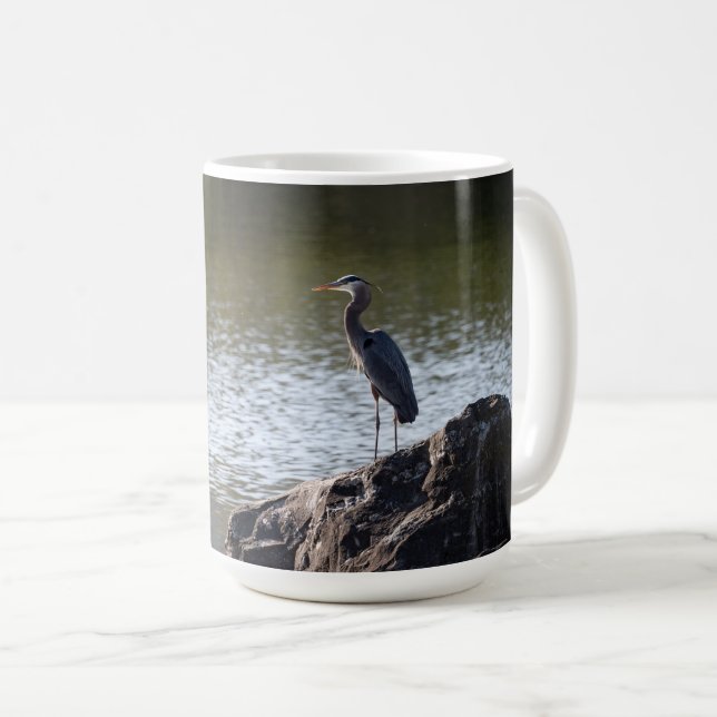 Caneca De Café Garça Azul Grande  (Frente Esquerda)