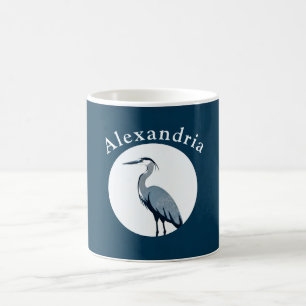 Caneca De Café Garça Azul Grande