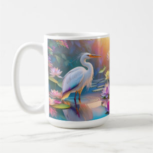 Caneca De Café Garça Branca de Bico Laranja Fantasia