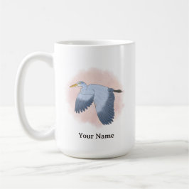 Caneca De Café Garça Personalizada com Fundo Rosa