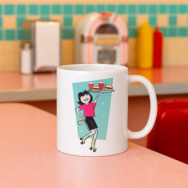 Caneca De Café Garçonete de Patins (Criador carregado)