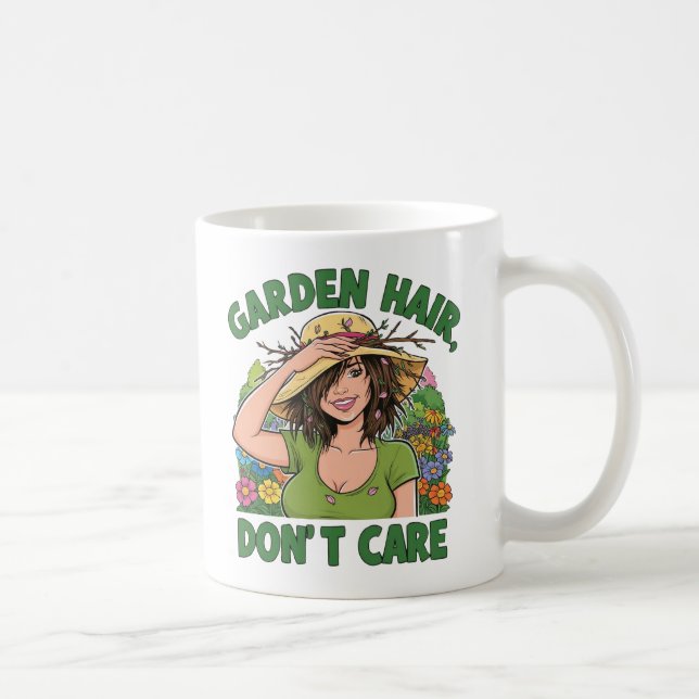 Caneca De Café Garden Hair Don’t Care Funny Gardening Mug (Direita)
