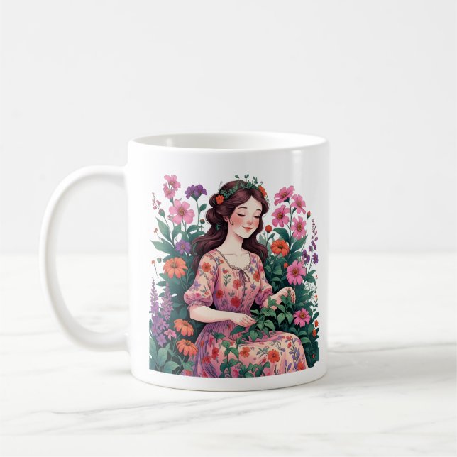 Caneca De Café Garden Queen | Floral Gardener Aesthetic (Esquerda)