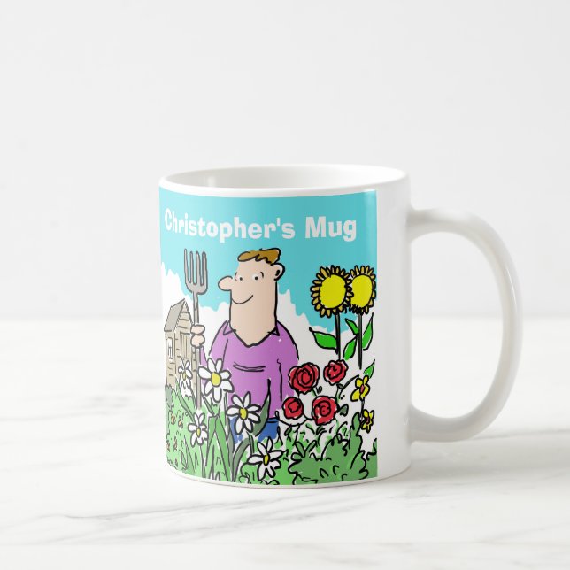 Caneca De Café Gardener Mug. Adicione sua opção de nome. (Direita)