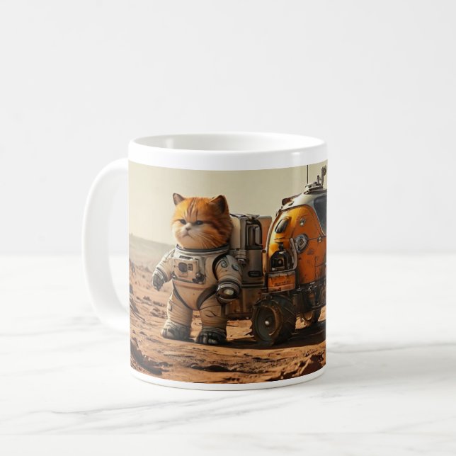Caneca De Café Garfield Cub e sua cerveja podem caminhar em Marte (Frente Esquerda)
