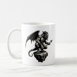 Caneca De Café Gargoyle sentado numa pedra