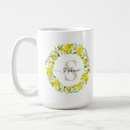 Caneca De Café Garland White Daffodil Personalizada