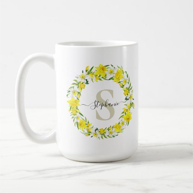 Caneca De Café Garland White Daffodil Personalizada (Esquerda)