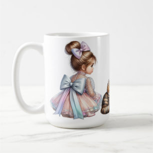 CANECA DE CAFÉ GAROTA ADORÁVEL COM O GATO DE PET