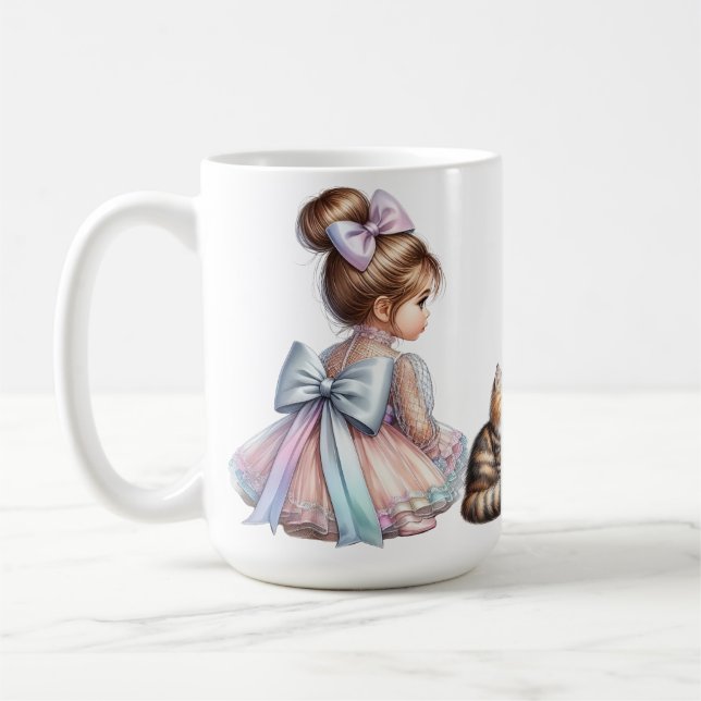 CANECA DE CAFÉ GAROTA ADORÁVEL COM O GATO DE PET (Esquerda)