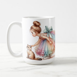CANECA DE CAFÉ GAROTA ADORÁVEL COM O GATO DE PET