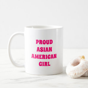 Caneca De Café Garota Americana Orgulhosa, branca rosa-quente