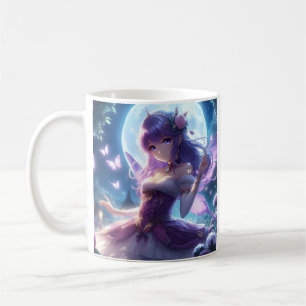 Caneca De Café Garota Anime Asa de Borboleta Violeta Fada da Lua 
