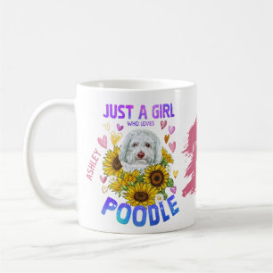 Caneca De Café Garota Bonita Ama Girassol de Poodle