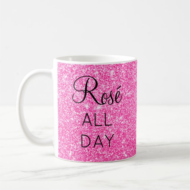 Caneca De Café Garota Bonito Rosé o dia inteiro brilho rosa quent (Esquerda)