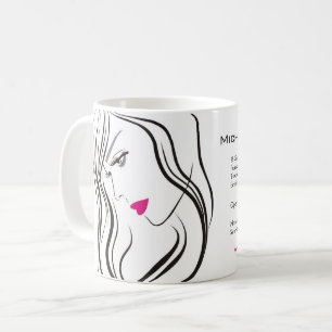 Caneca De Café Garota com cabelo ondulado Ícone de marca de esti