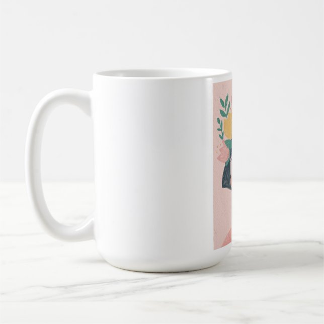 Caneca De Café garota com flores (Esquerda)