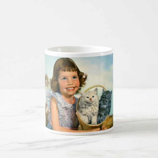 Caneca De Café Garota com gatinhos (Centro)