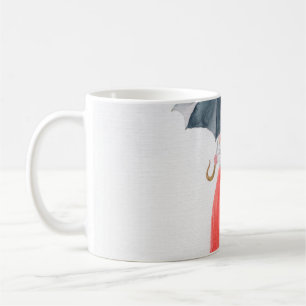 Caneca De Café Garota com guarda-chuva na chuva. ilustração da 
