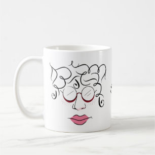 Caneca De Café Garota Curva com Lábios e óculos Rosa