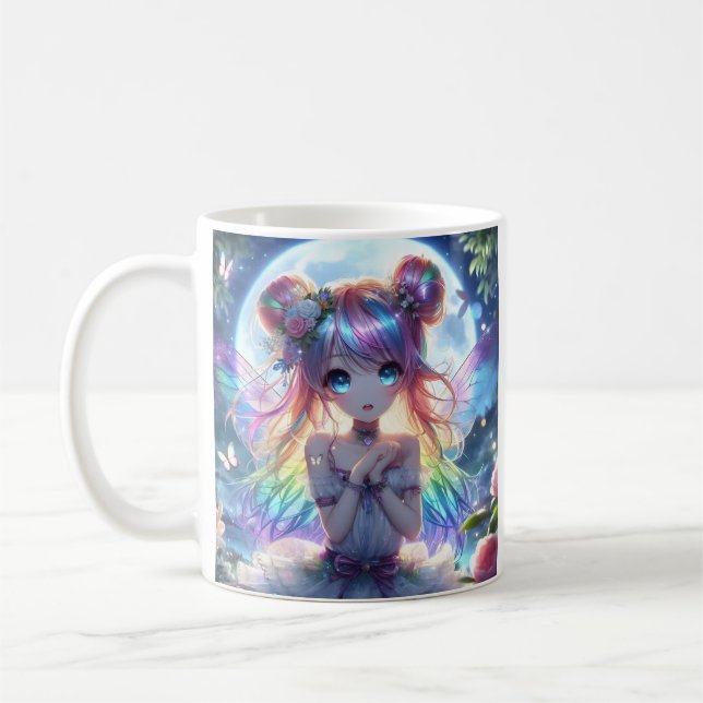 Caneca De Café Garota de Anime Cabelo Arco-íris Cantando Fada da  (Esquerda)