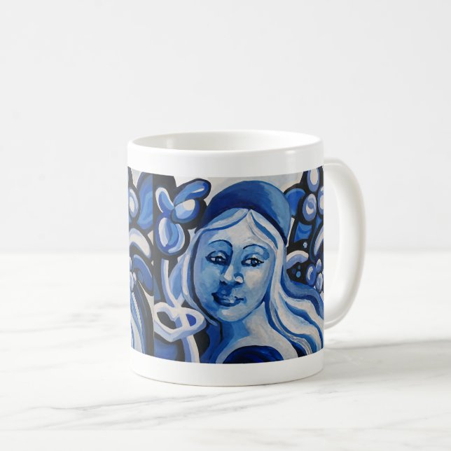 Caneca De Café Garota de chapéu azul (Frente Esquerda)