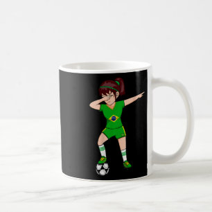 Caneca De Café Garota de Futebol Dabbing Camisa do Brasil Futebol
