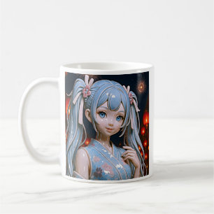 Caneca De Café Garota de Mangá sob as Estrelas