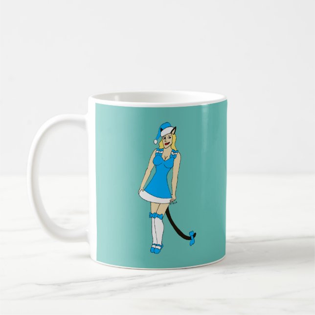 Caneca De Café Garota de Natal azul (Esquerda)