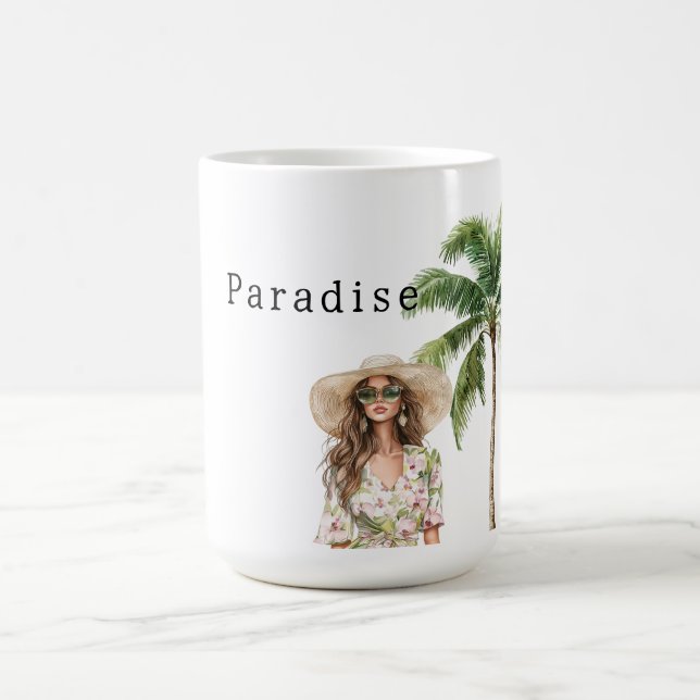 Caneca De Café Garota de Praia das Palmeiras Tropicais (Centro)