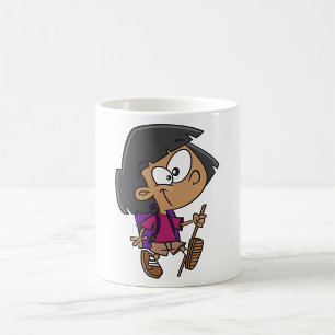Caneca De Café Garota Divertida Exploradora da Natureza em Caminh