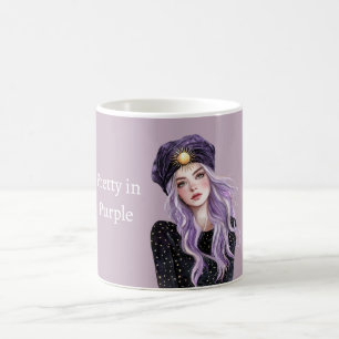 Caneca De Café Garota do Cabelo Roxo