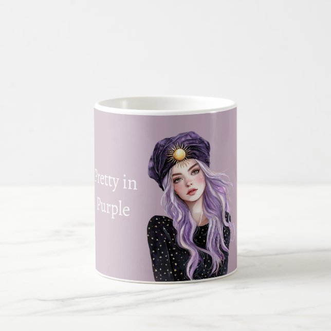 Caneca De Café Garota do Cabelo Roxo (Centro)