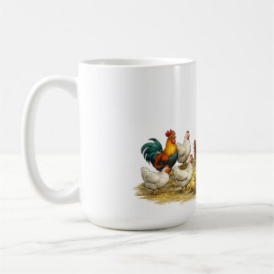 Caneca De Café Garota do campo com ovos, adorável arte rústica do
