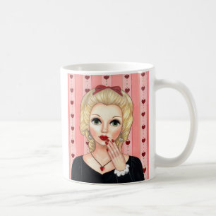 Caneca De Café Garota do Colar do Coração Cabeça Loura Vase Lábio
