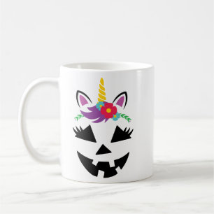 Caneca De Café Garota do Unicórnio Jack o Lanterna Pumpkin no Hal