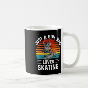 Caneca De Café Garota Esqueleto de Skate Patinando Vintage Garota