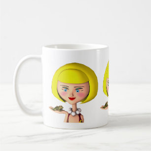 Caneca De Café Garota Feliz com Sapo Prince