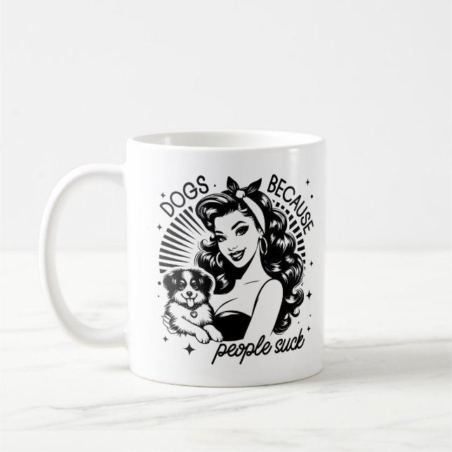 Caneca De Café Garota Glamurosa Retro dos Anos 1950 Citação Engra (Esquerda)