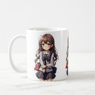 Caneca De Café Garota japonesa da escola de animação