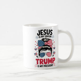 Caneca De Café Garota Jesus Meu Salvador Trump Presidente Christi