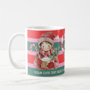 Caneca De Café Garota Menina do Natal Cute Peppermint