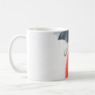 Caneca De Café Garota Moça Moda: Ilustração da Chuva dos Guarda-c