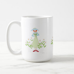 Caneca De Café Garota na Copa do Jardim Flor Bone China